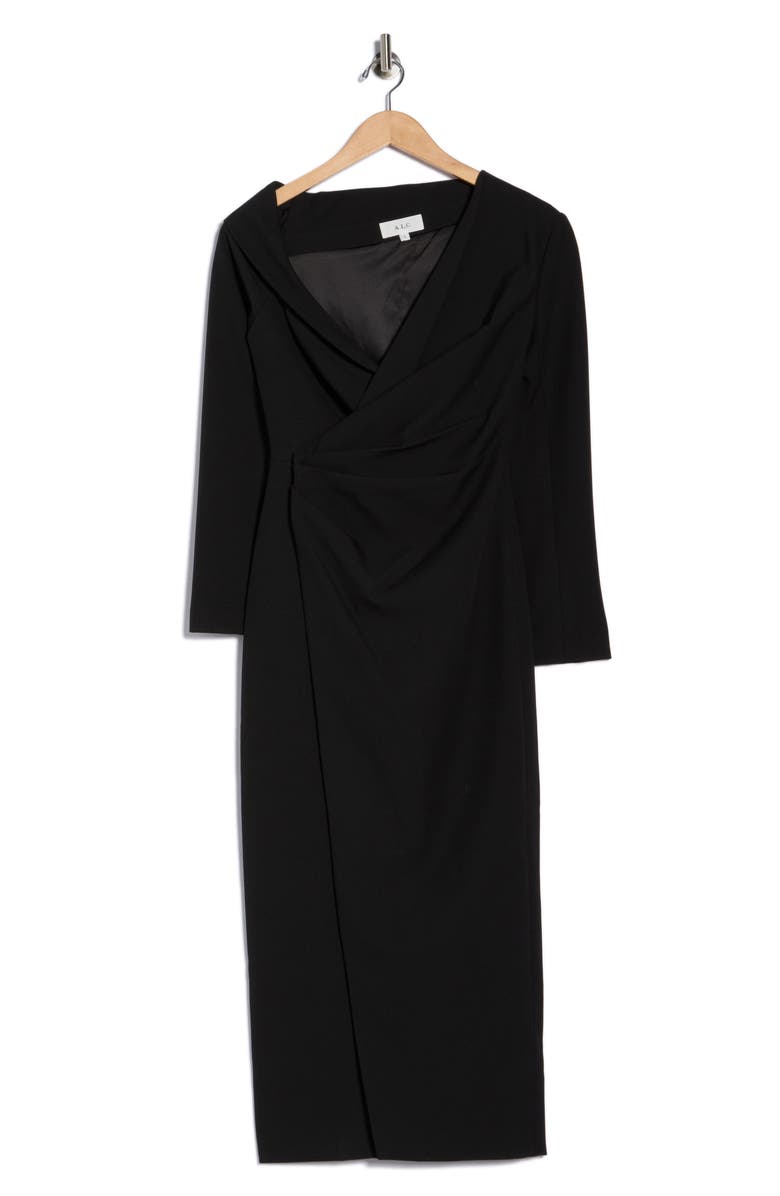 A.L.C. Kylah Long Sleeve Faux Wrap Dress, Main, color, Black