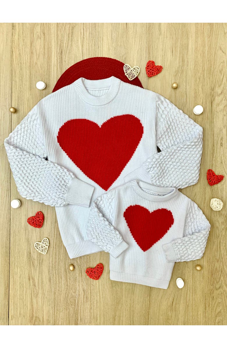 Mia Belle Girls Girls All My Love Heart Sweater, Alternate, color, White