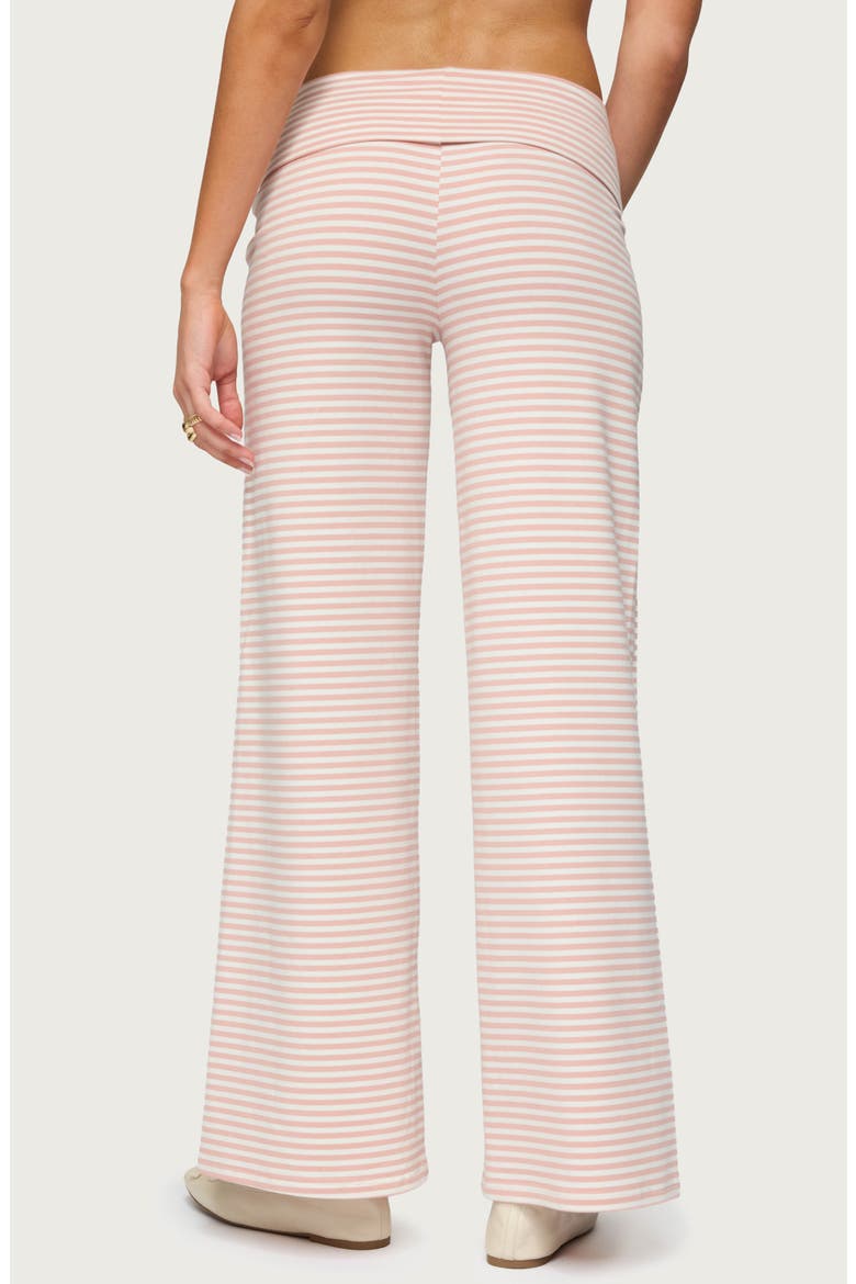 Lilah Stripe Foldover Wide Leg Pants, Alternate, color, PINK-AND-WHITE