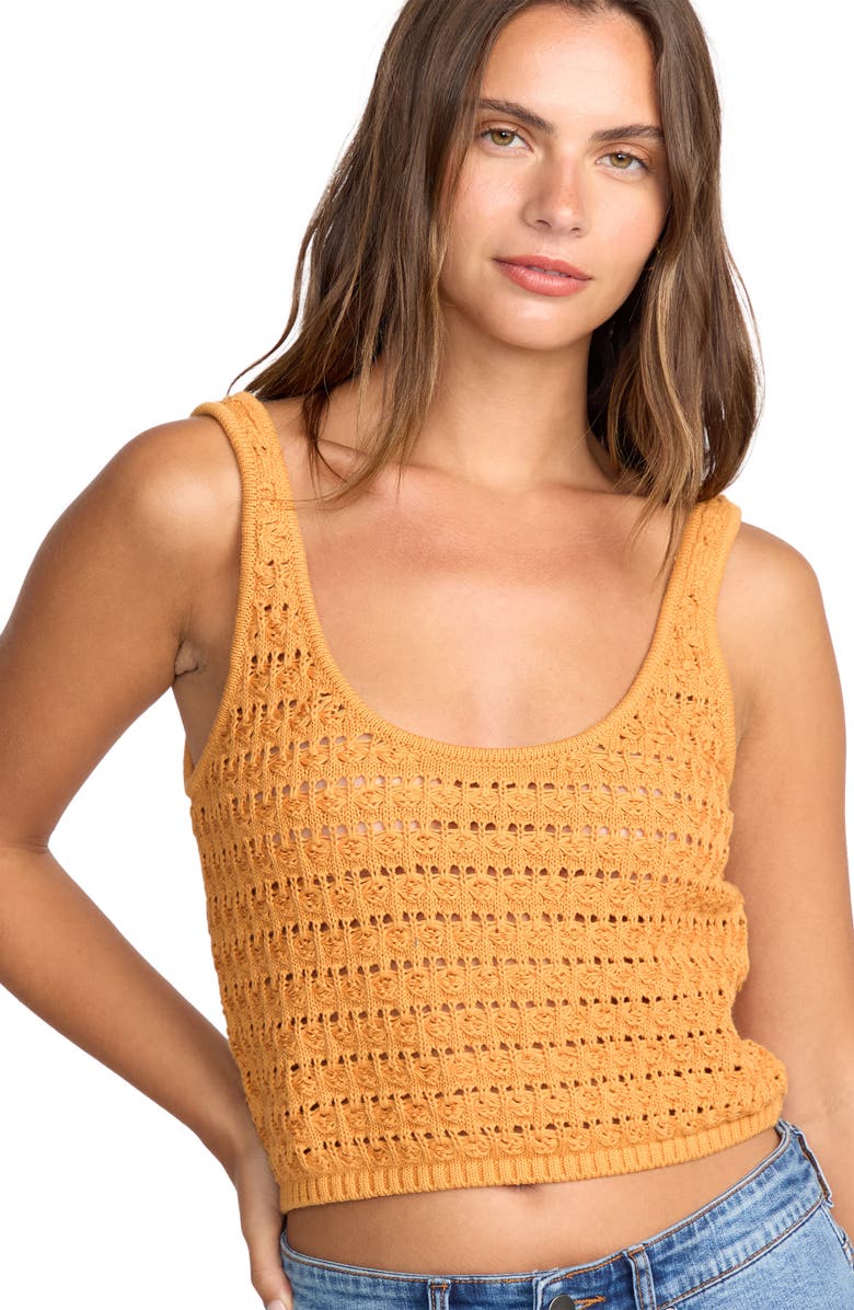 Billabong Open Stitch Crop Sweater Tank, Alternate, color, Clay