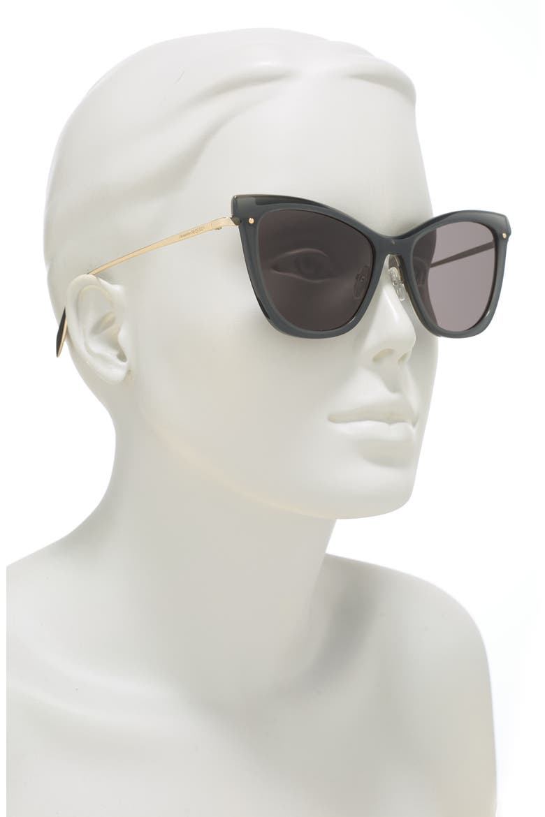 Alexander McQueen 54mm Cat Eye Sunglasses, Alternate, color, GREY GOLD SMOKE