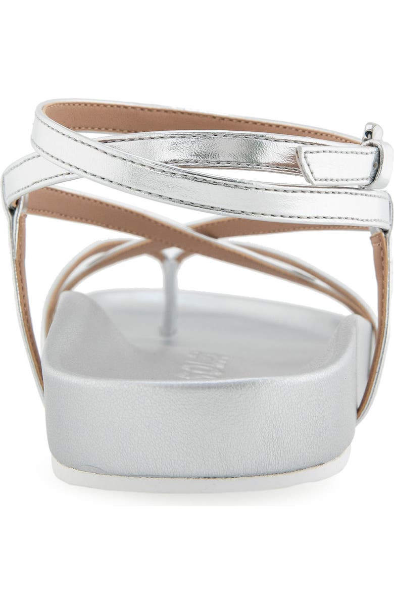 Aerosoles Leera Ankle Strap Flat Sandal, Alternate, color, Silver Metallic Faux Leather