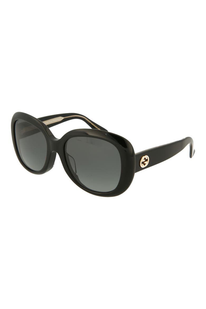 55mm Oval Sunglasses, Alternate, color, BLACK GREY