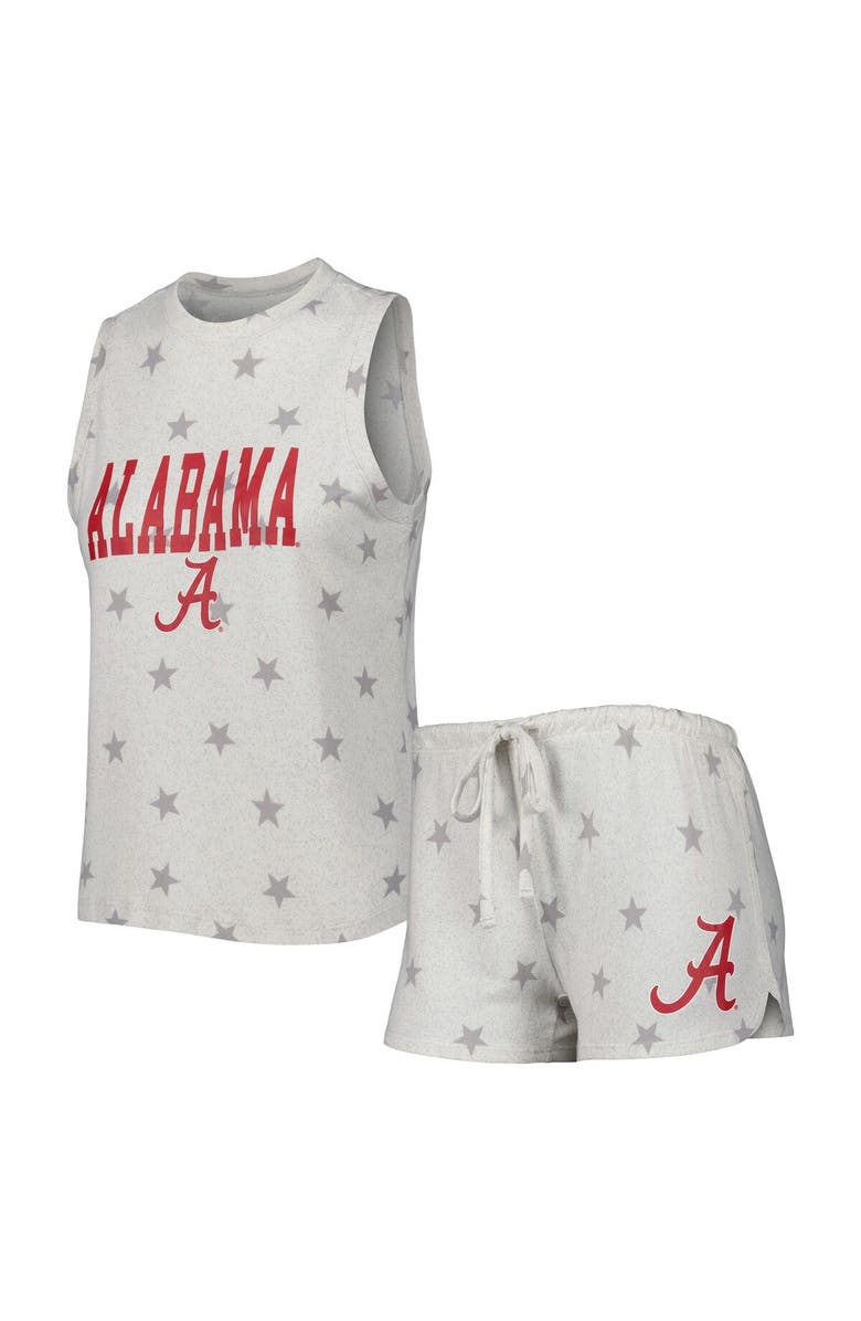 CONCEPTS SPORT Women's Concepts Sport Cream Alabama Crimson Tide Agenda Stars Tank Top and Shorts Sleep Set, Main, color, 