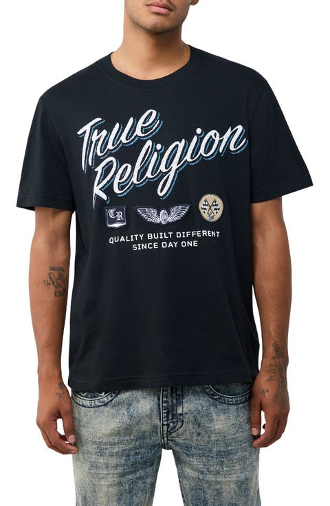 Stay True Embroidered Cotton Graphic T-Shirt