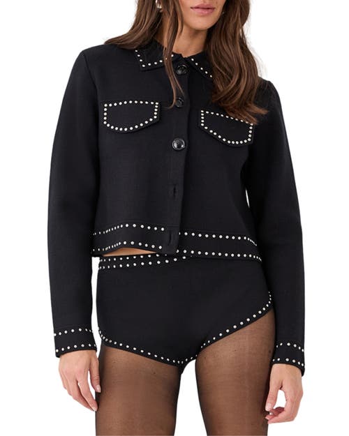 Nasty Gal Knitted Western Stud Detail Cardigan In Black