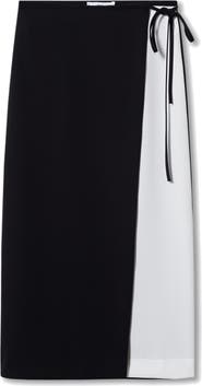 MANGO Side Tie Two-Tone Skirt