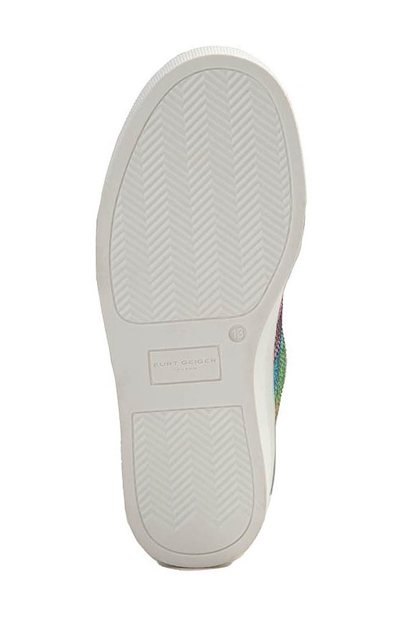 Kurt Geiger London Kids' Mini Lane Stripe Crystal Sneaker, Alternate, color, White Multi