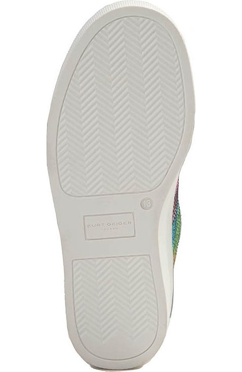 Kurt Geiger London Kids' Mini Lane Stripe Crystal Sneaker, Alternate, color, White Multi