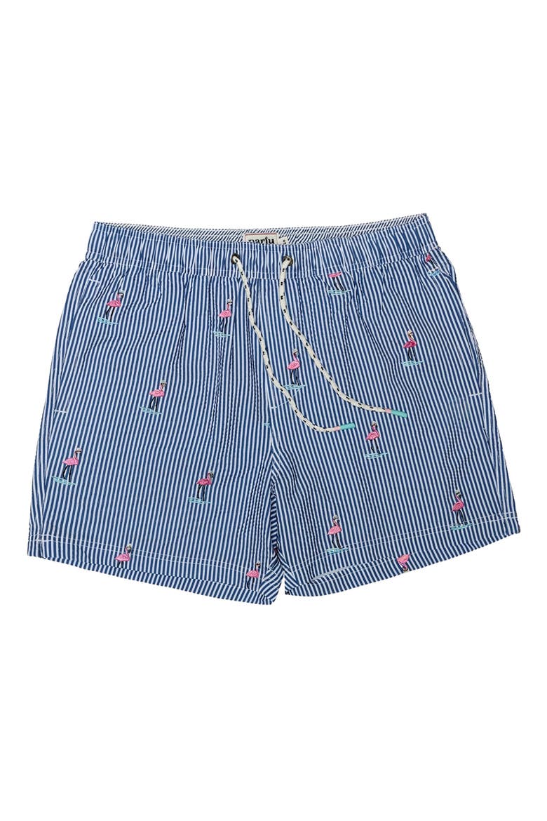 Embroidered Stripe Party Starter 5-Inch Swim Trunks, Alternate, color, INDIGO
