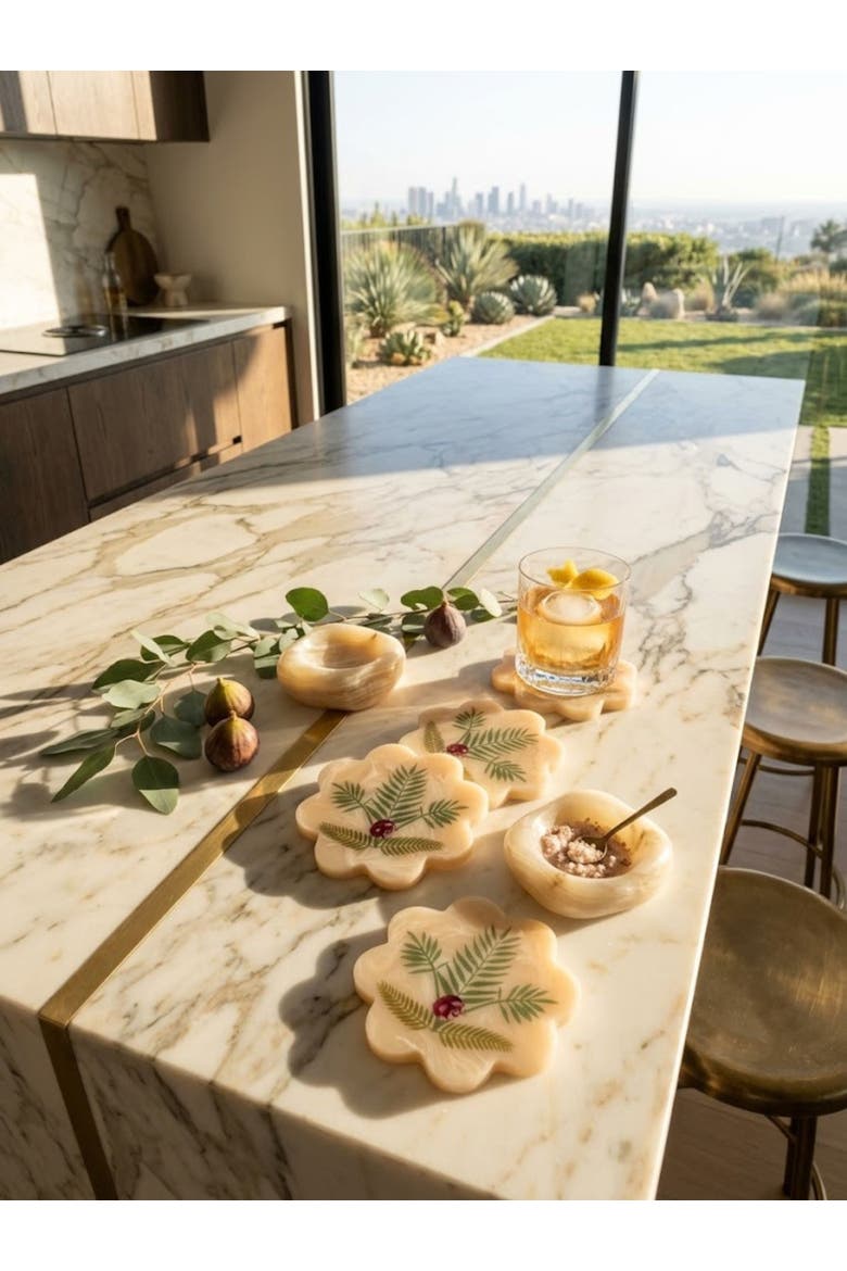 Trellis Marbled Coasters, Alternate, color, Beige