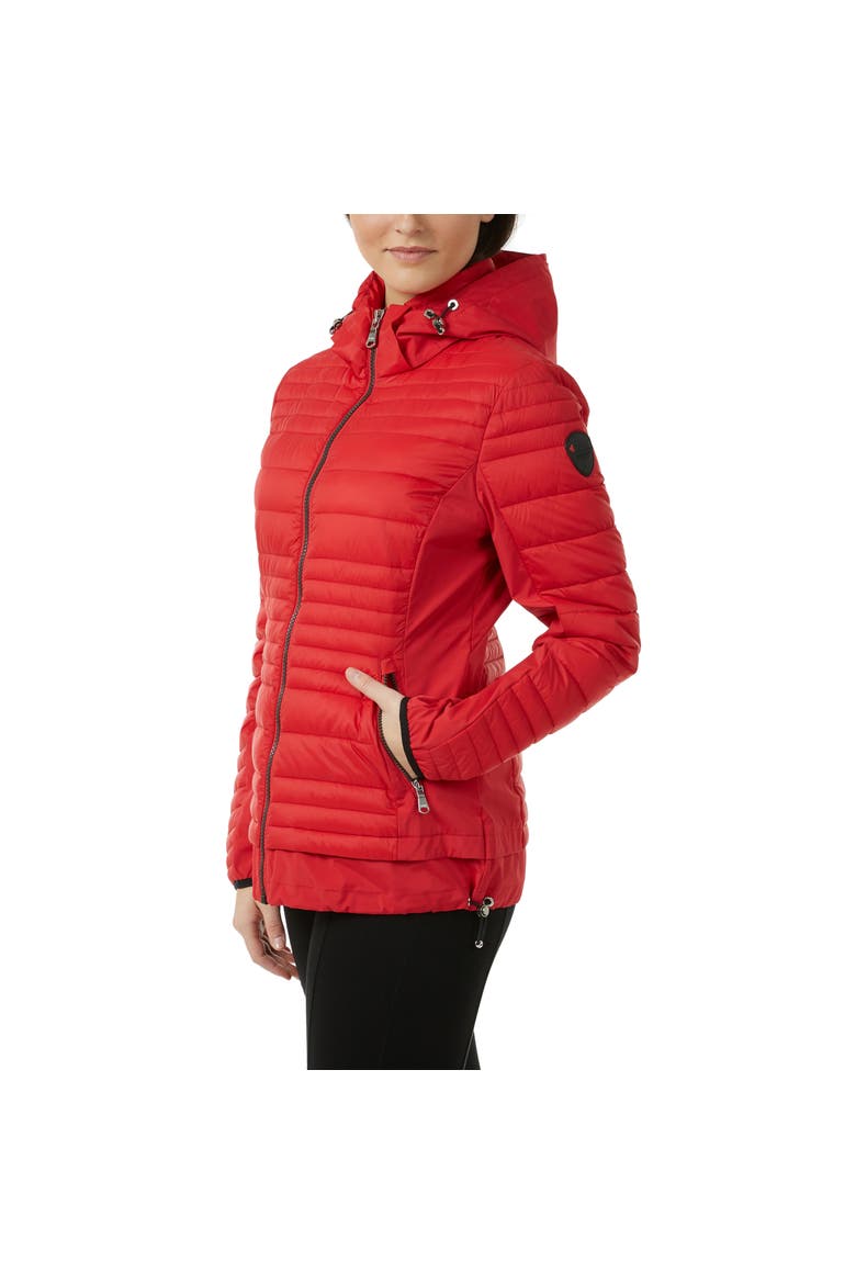 Makani Channel Quilted Light Weight Mixed Media Jacket, Alternate, color, Current Red