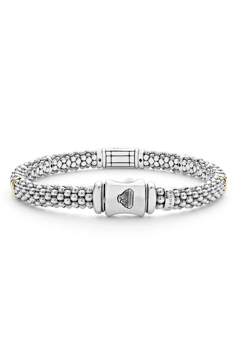 LAGOS Diamond Caviar Bead Bracelet, Alternate, color, Silver Gold Diamond