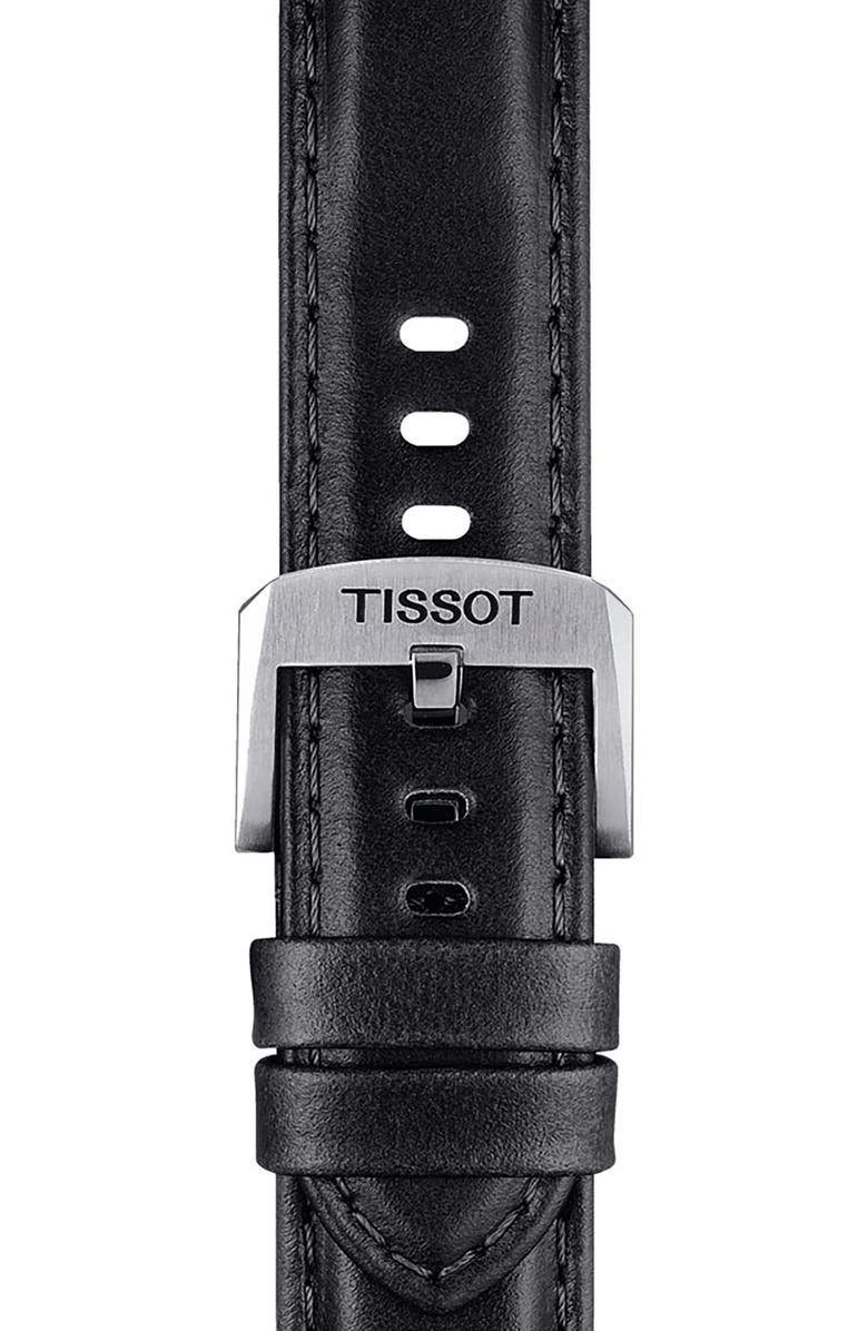 Tissot 20mm Leather Watch Strap, Alternate, color, Black