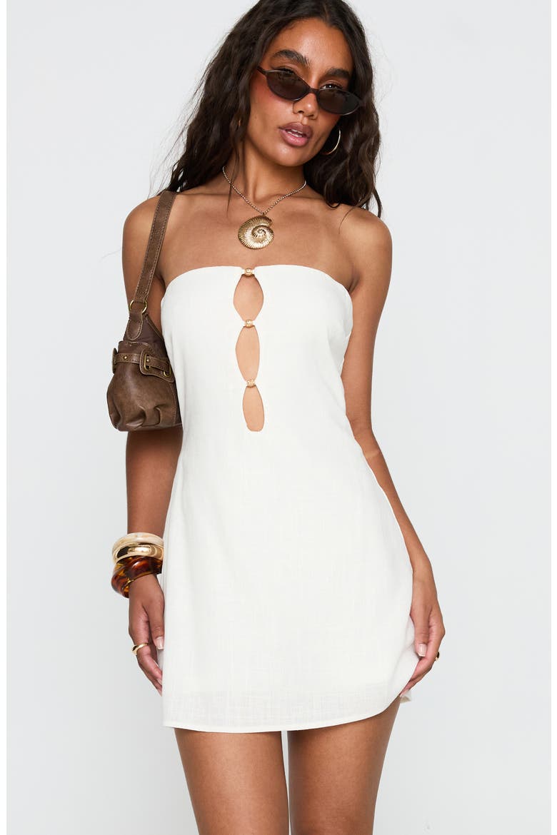 The Motions Strapless Cutout Minidress, Alternate, color, WHITE