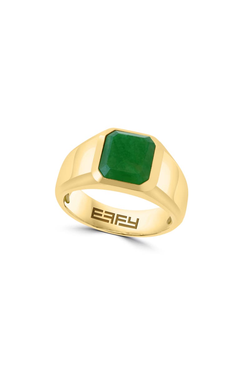 14K Gold Plated Sterling Silver Jade Signet Ring, Main, color, GREEN