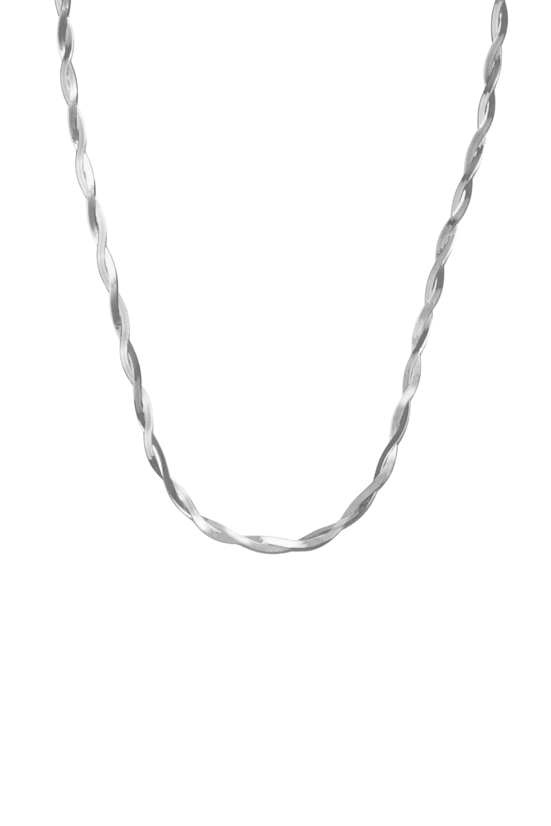 18k Gold Plated Sterling Silver Cass Intertwined Snake Necklace Gift Idea, Main, color, Silver