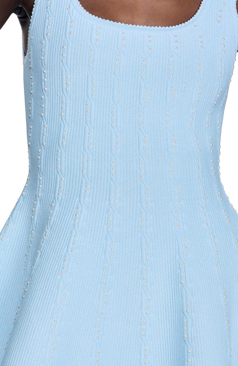 SANDRO Beaded knit short dress, Alternate, color, Sky Blue