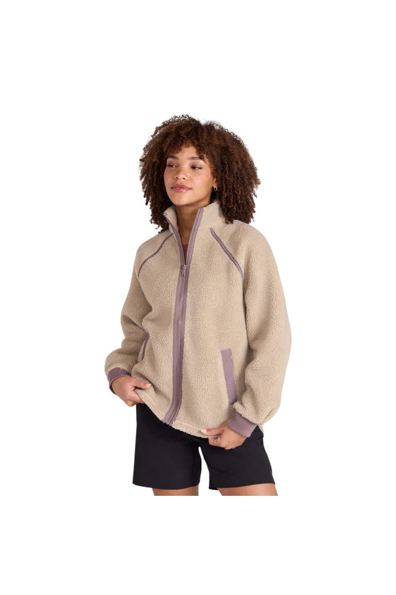Bonnie Borg Trim Fleece Jacket, Alternate, color, Dark Beige