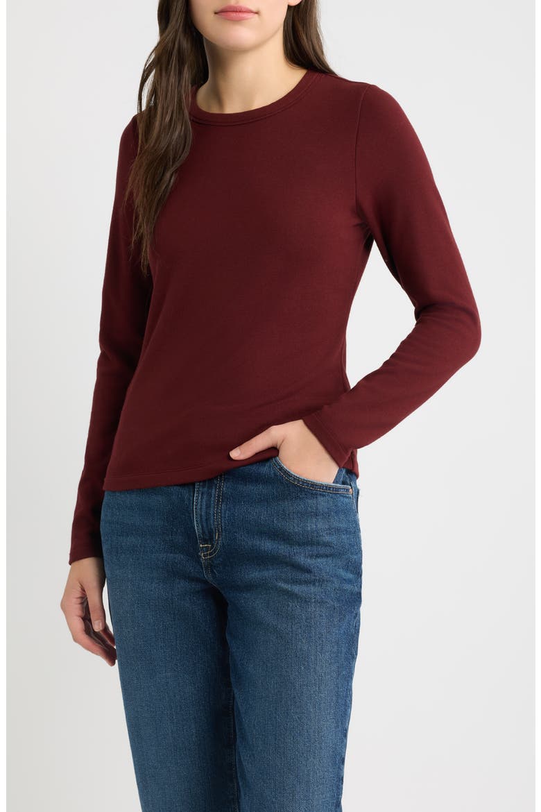 Long Sleeve Crewneck T-Shirt, Main, color, BURGUNDY