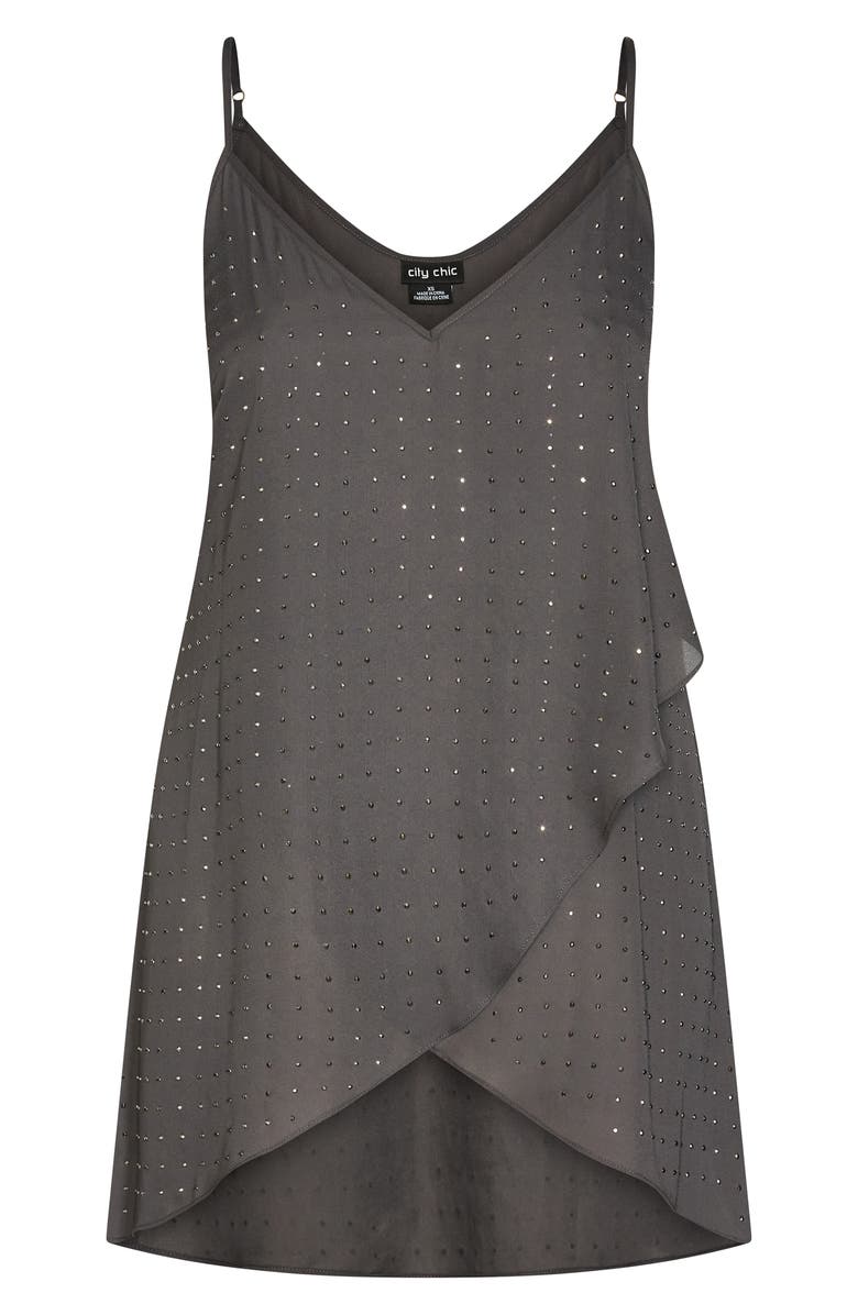 City Chic Stud High/Low Camisole, Alternate, color, Grey