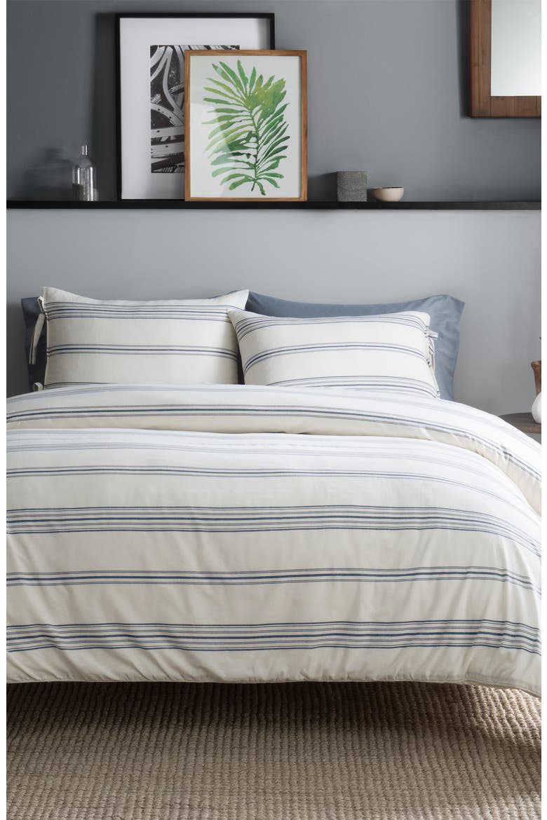 Ticking Stripe Duvet Cover & Sham Set, Main, color, IVORY