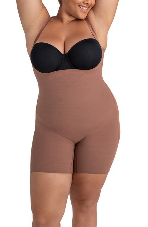 Honeylove Open Bust Bodysuit In Brown