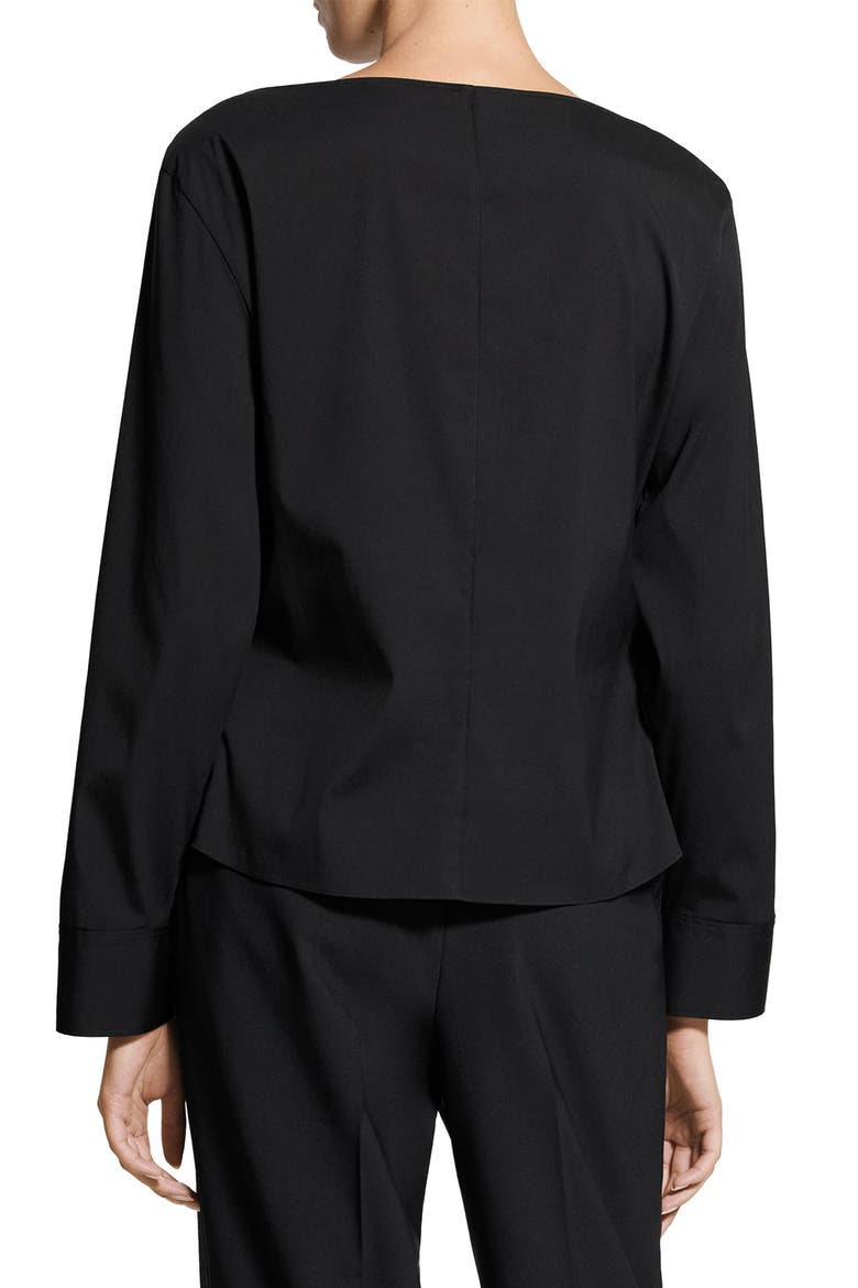 Button Sleeve Boat Neck Top, Alternate, color, BLACK