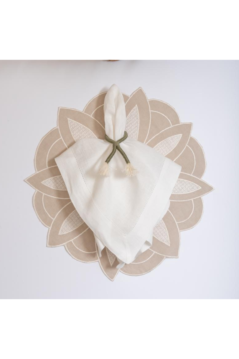 Flower Linen Placemat, Alternate, color, Beige
