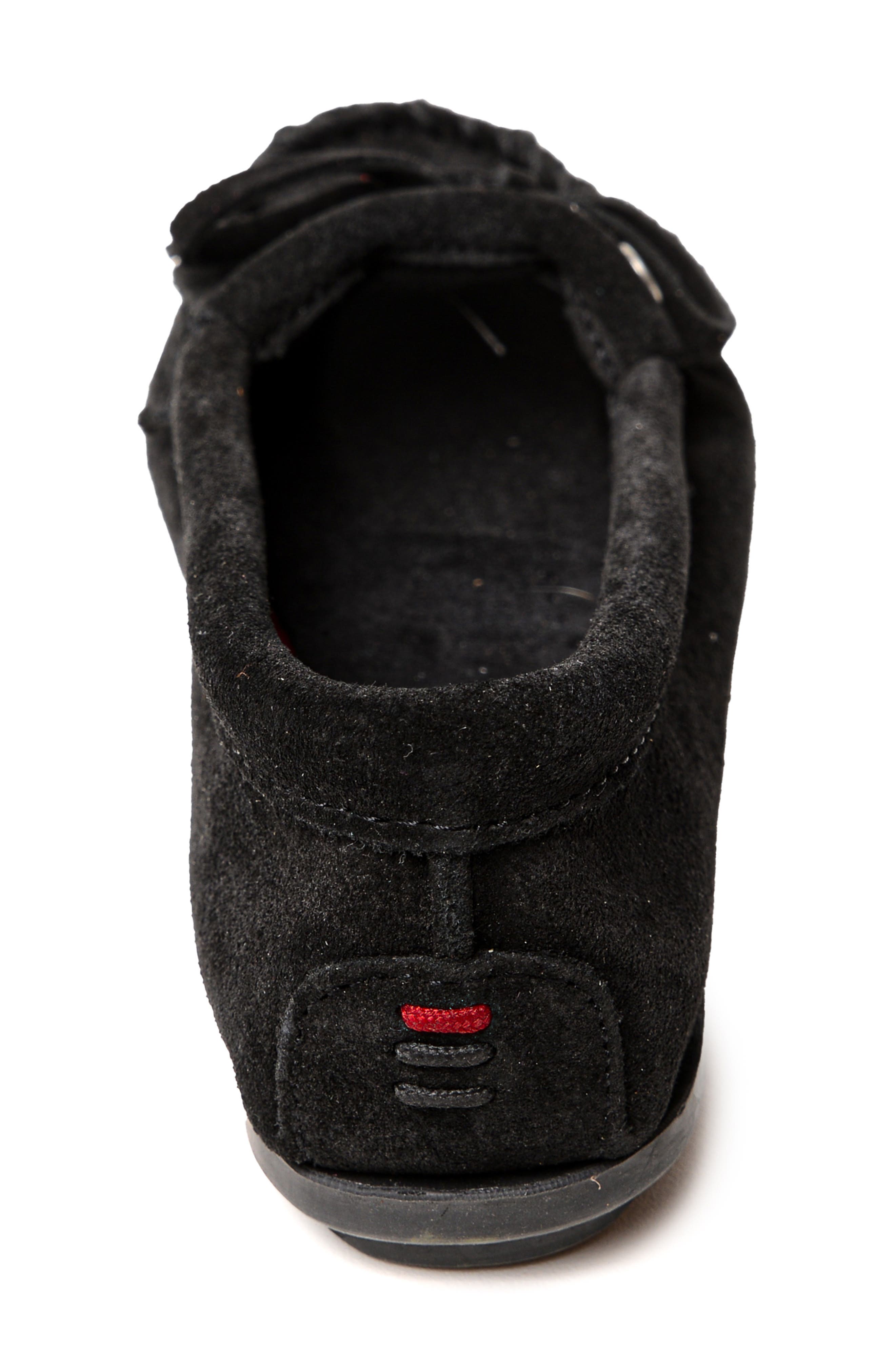 Minnetonka x Lucie Skjefte Thunderbird 'Animikii' Slipper, Alternate, color, Black