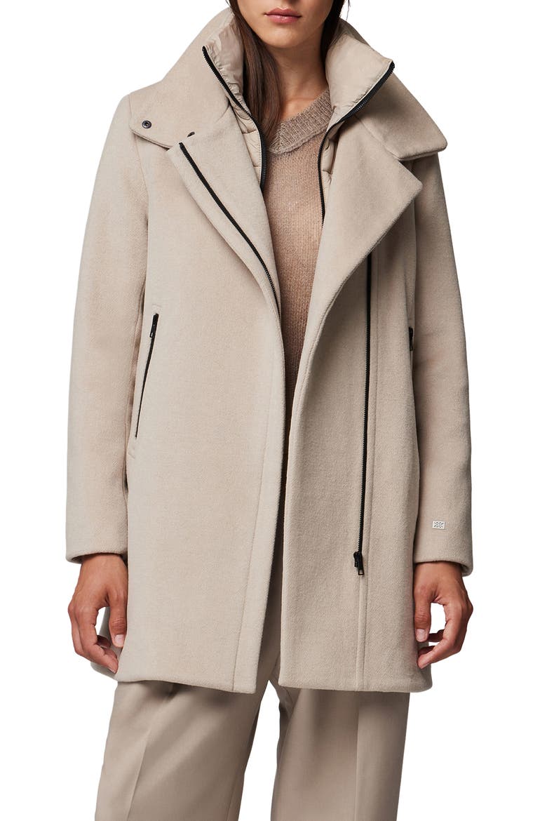 Abbi Wool Blend Coat with Removable Quilted Puffer Bib, Alternate, color, HUSH