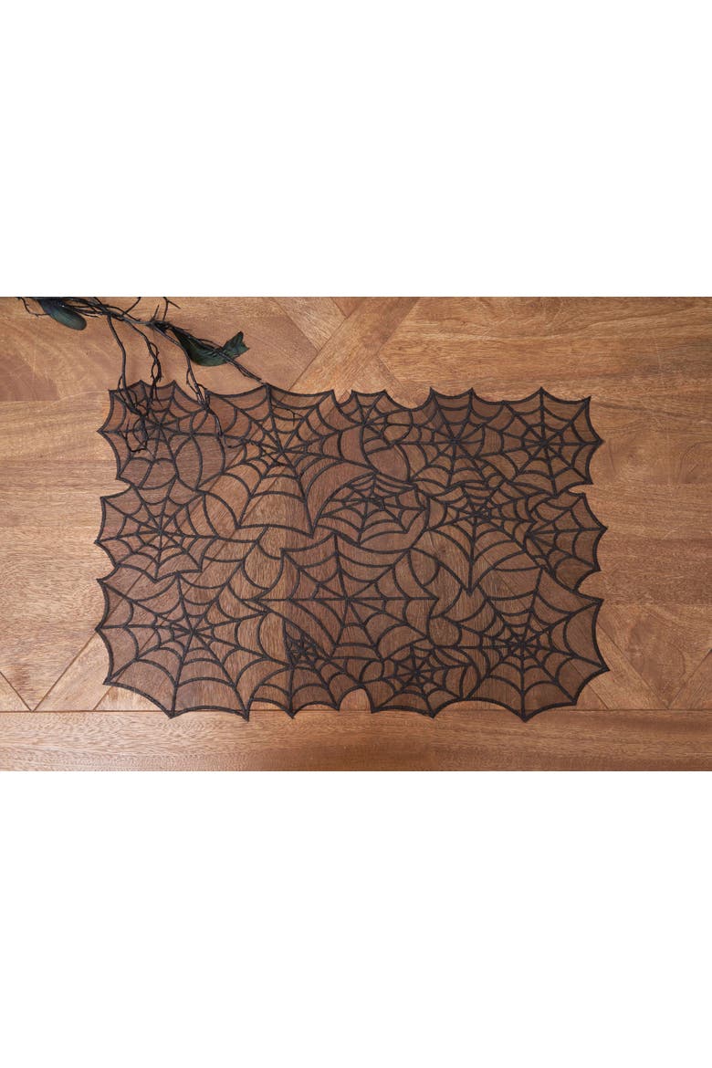 Spider Web Rectangle Halloween Translucent Single Placemat 14" x 20", Alternate, color, Black