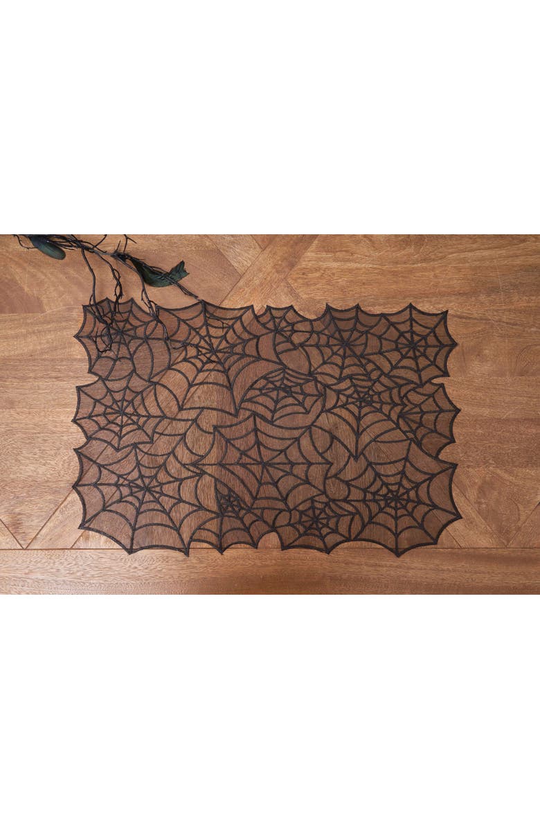 C&F Home Spider Web Set of 6 Rectangle Halloween Translucent Placemats 14" x 20", Alternate, color, Black