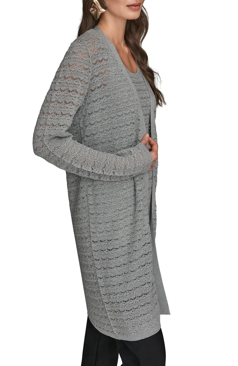 Donna Karan New York Metallic Open Cardigan, Alternate, color, Vapor