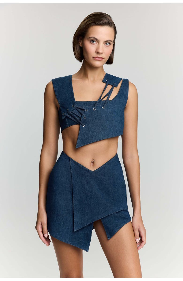 Jendue US Endless Line Denim Mini Skirt - Chic & Modern, Main, color, Deep Blue