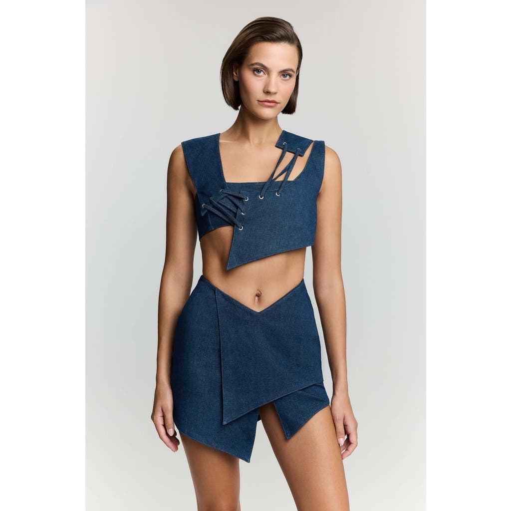 Jendue US Endless Line Denim Mini Skirt - Chic & Modern in Deep Blue  product