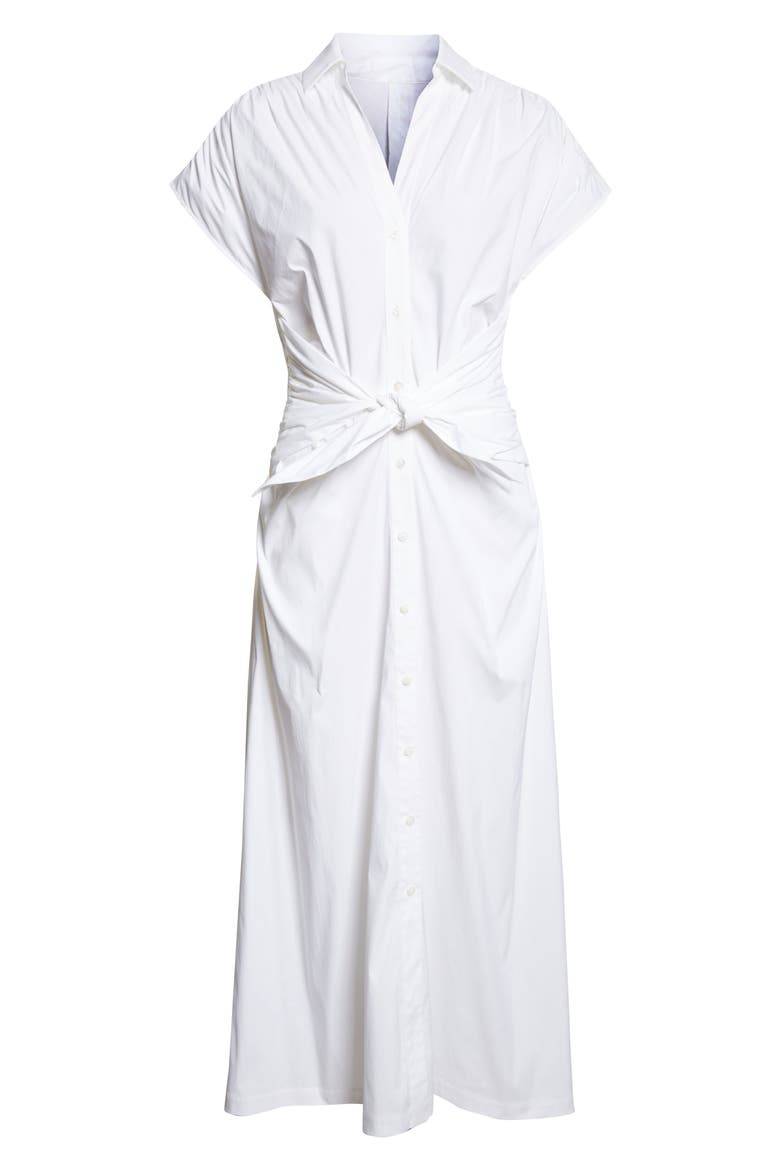 Cotton Stretch Poplin Tie Waist Shirtdress, Alternate, color, WHITE