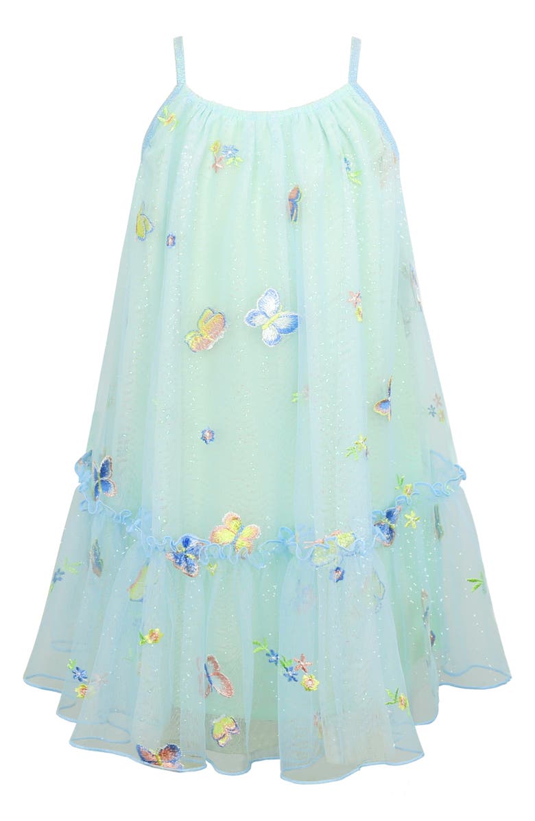 Zunie Kids' Embroidered Butterfly Tulle Dress, Alternate, color, Blue Multi