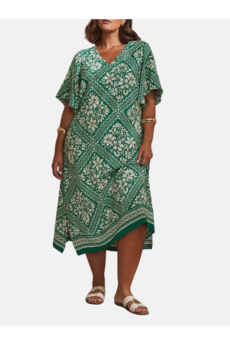 Bandana Print T-shirt Midi Dress, Alternate, color, Green
