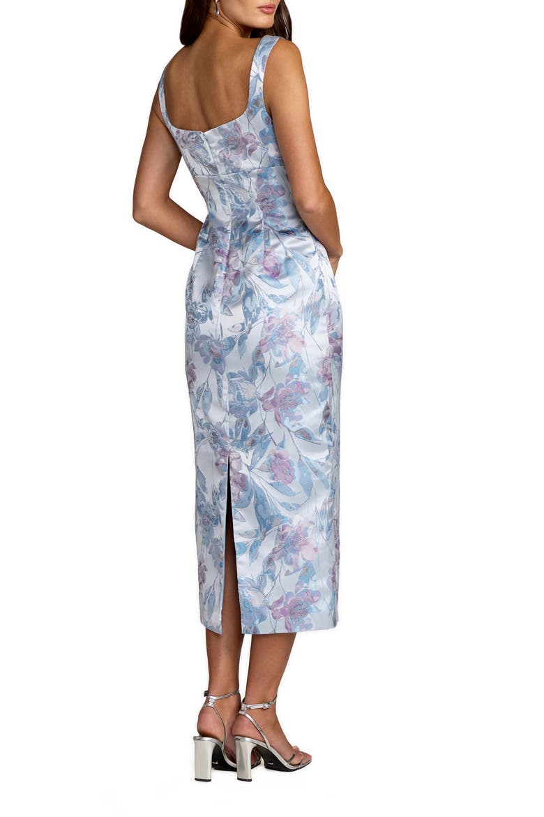 Brocade Sleeveless Square Neck Midi Dress, Alternate, color, Blue Multi