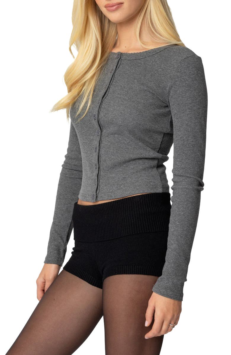 EDIKTED Shilo Rib Cardigan, Alternate, color, Dark-Gray