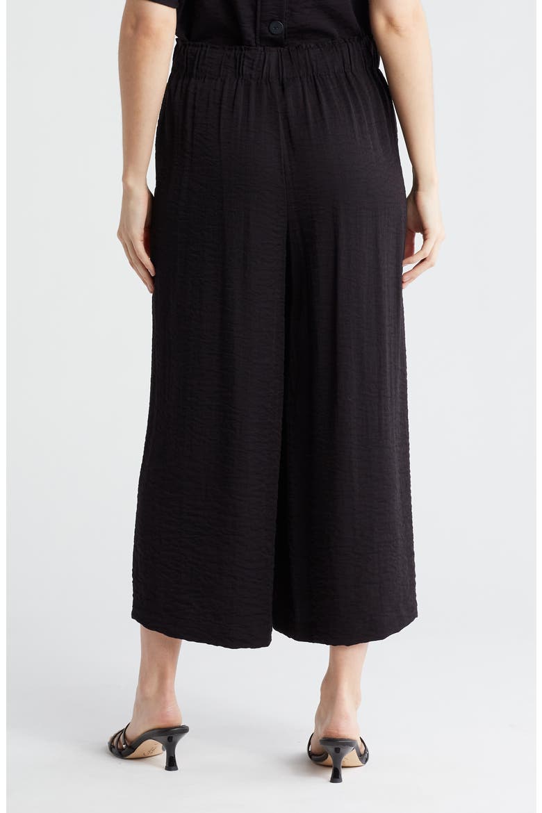 Crinkle Wide Leg Pull-On Pants, Alternate, color, BLACK