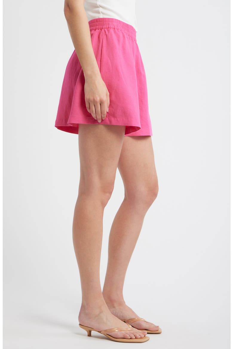 Linen Blend Shorts, Alternate, color, MAGENTA