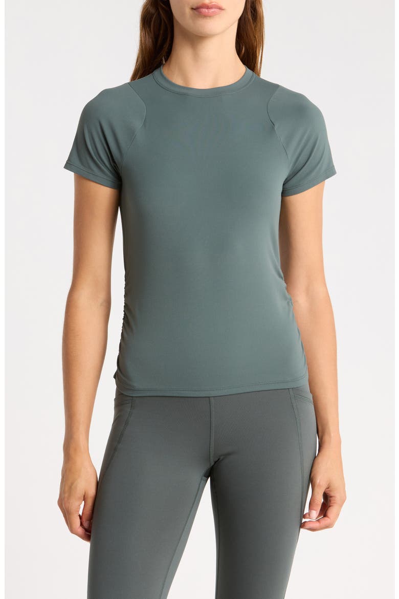 Serenity Side Ruched T-Shirt, Main, color, GREEN URBAN