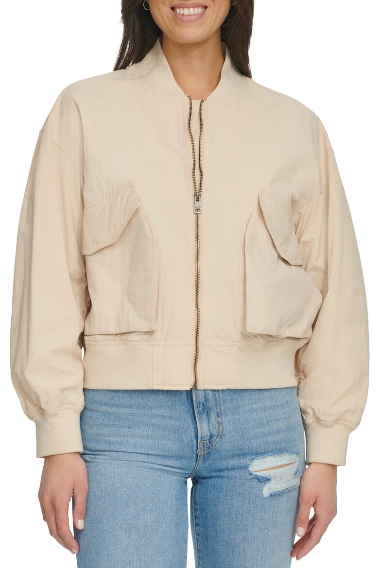 Techy Nylon Bomber Jacket, Alternate, color, FRAPPE
