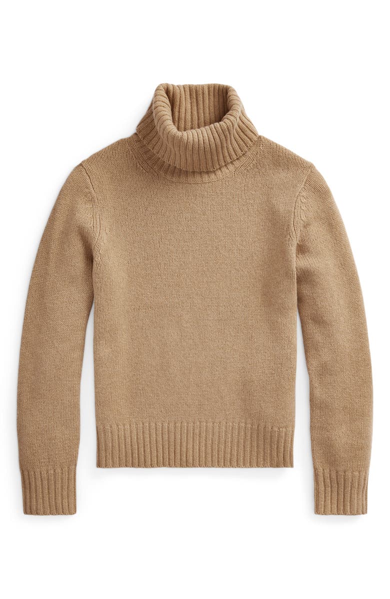 Polo Ralph Lauren Wool Turtleneck Sweater, Alternate, color, Collection Camel Melange