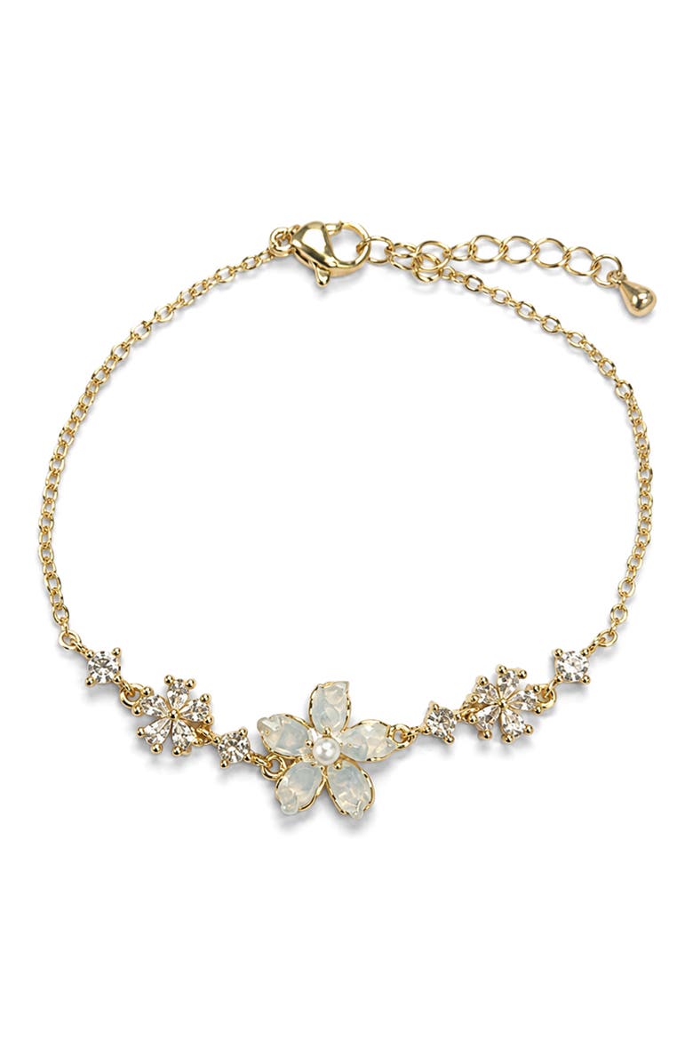 Crystal Flower Bracelet, Main, color, GOLD