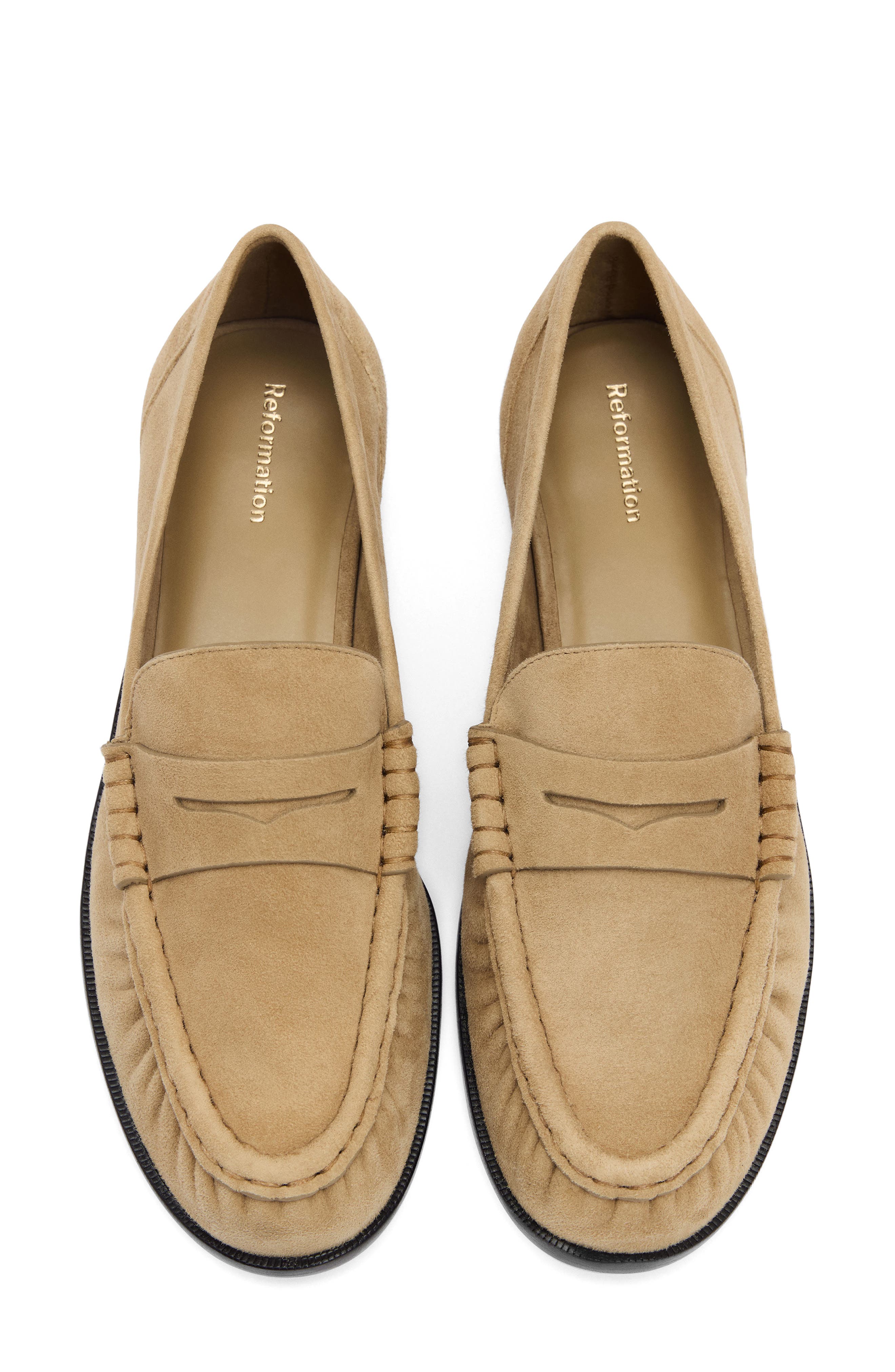Reformation Francine Ruched Loafer, Alternate, color, Hazel Suede