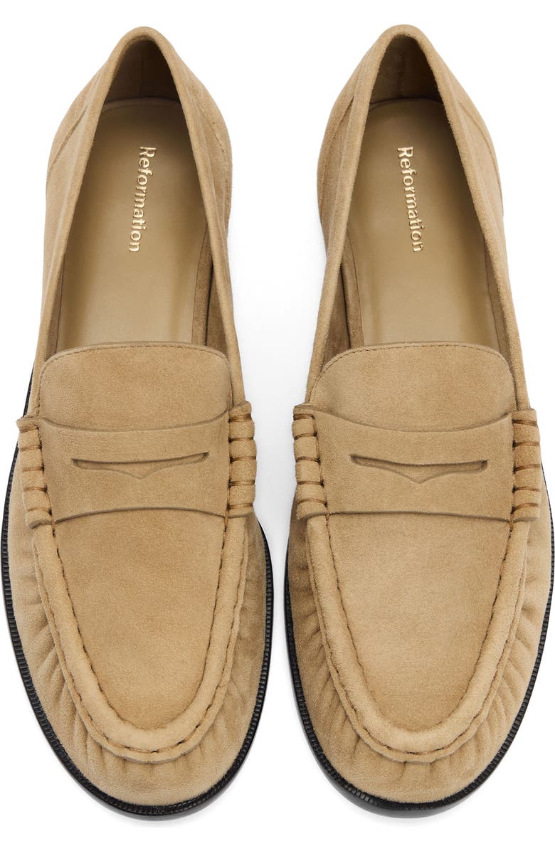 Reformation Francine Ruched Loafer, Alternate, color, Hazel Suede