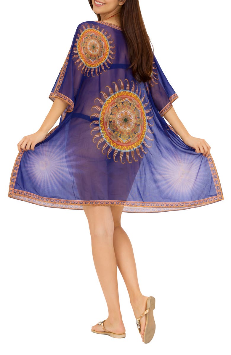 RANEES Short Cover-Up Poncho, Alternate, color, Blue